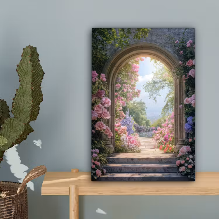 Doorkijk - Rozen - Vintage - Bloemen canvas 2cm klein -sfeer4
