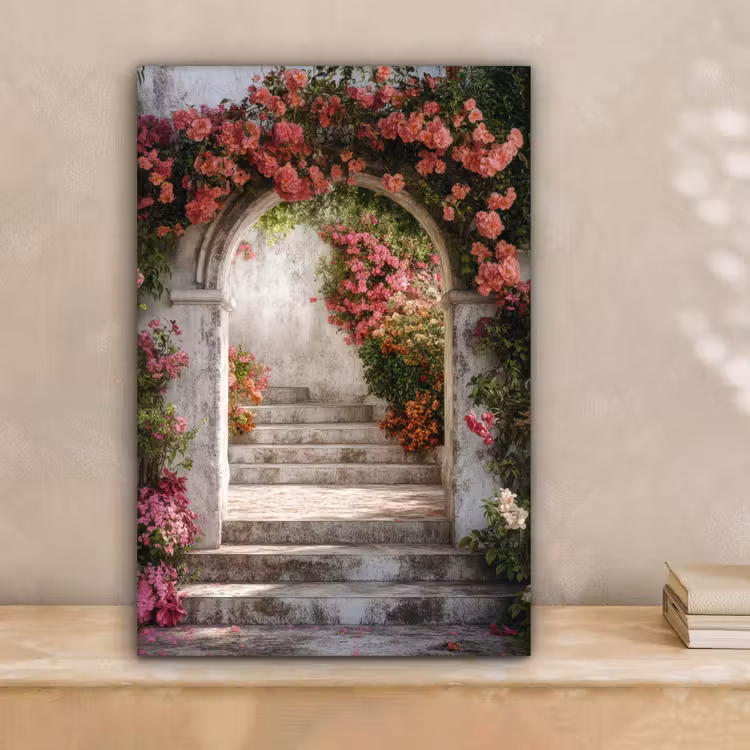 Doorkijk - Rozen - Vintage - Poort canvas 2cm klein -sfeer1