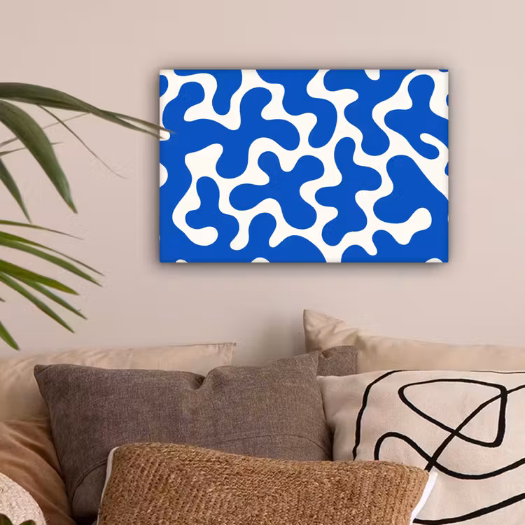 Vormen - Abstract - Blauw - Golven canvas 2cm klein -sfeer1