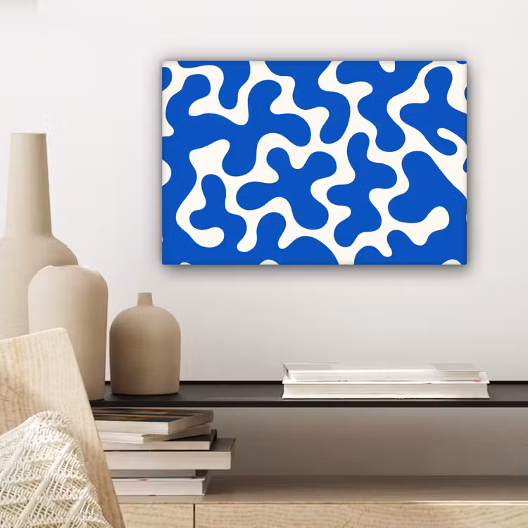 Vormen - Abstract - Blauw - Golven canvas 2cm klein -sfeer6