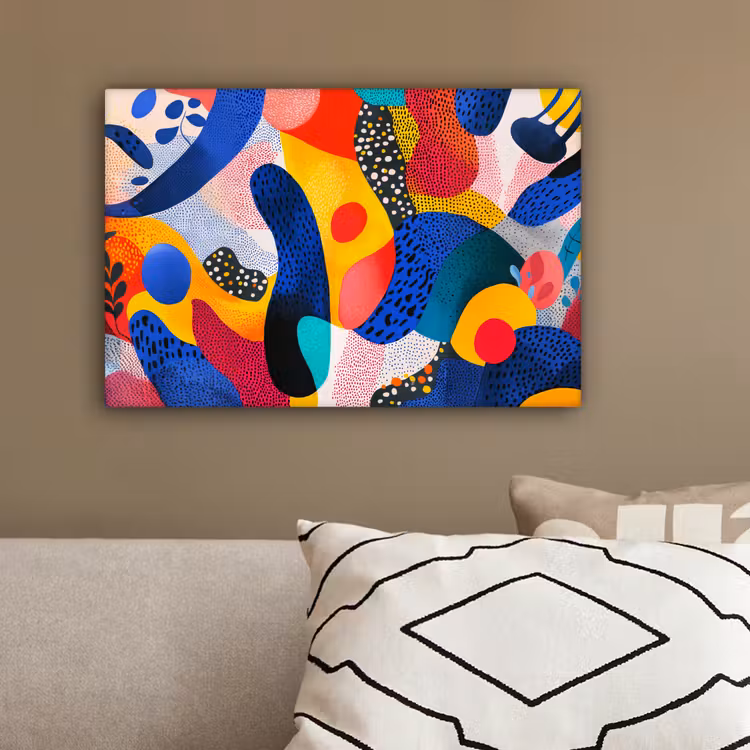 Vormen - Abstract - Stippels - Blauw canvas 2cm klein -sfeer3