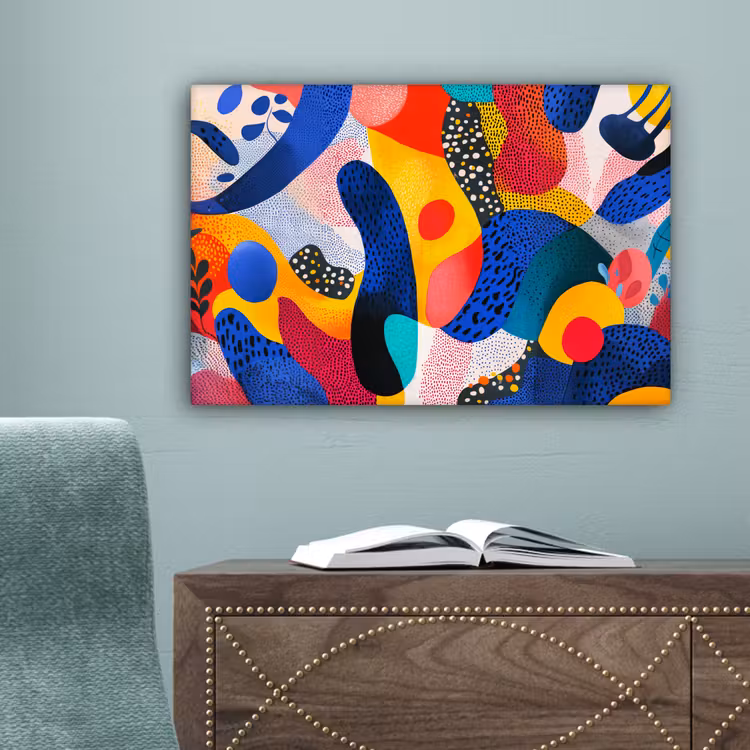Vormen - Abstract - Stippels - Blauw canvas 2cm klein -sfeer4