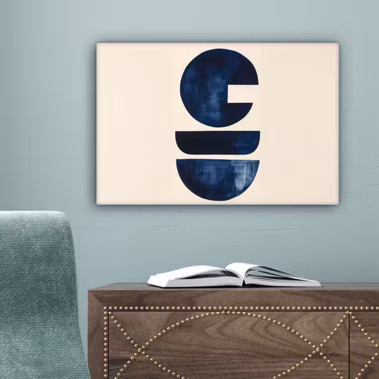 Vormen - Blauw - Abstract canvas 2cm klein -sfeer4
