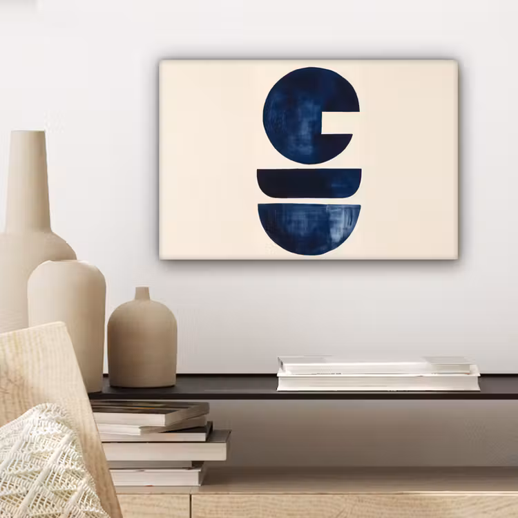 Vormen - Blauw - Abstract canvas 2cm klein -sfeer6
