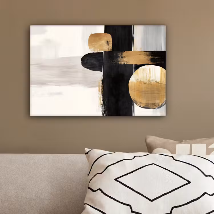 Vormen - Penseelstreken - Abstract - Goud canvas 2cm klein -sfeer3