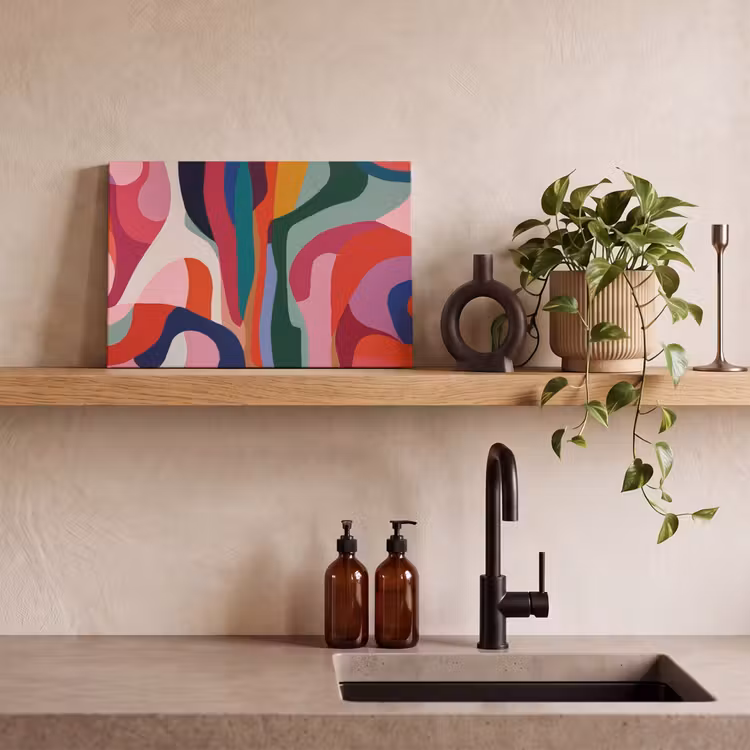 Vormen - Bochten - Kleurrijk - Abstract canvas 2cm klein -sfeer3