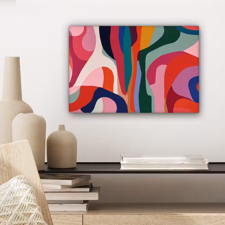 Vormen - Bochten - Kleurrijk - Abstract canvas 2cm klein -sfeer6