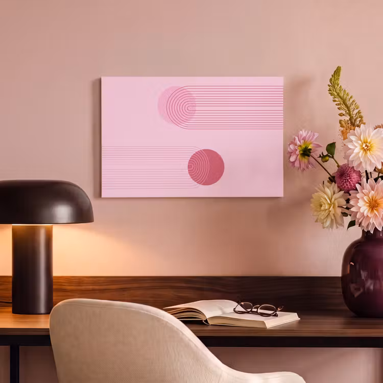 Vormen - Lijnen - Minimalistisch - Roze canvas 2cm klein -sfeer4