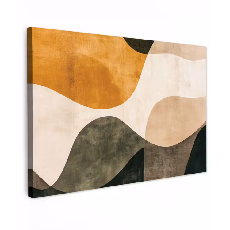 Vormen - Okergeel - Abstract canvas 2cm klein -z3d