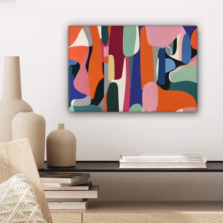Vormen - Ritmisch - Kleuren - Abstract canvas 2cm klein -sfeer6