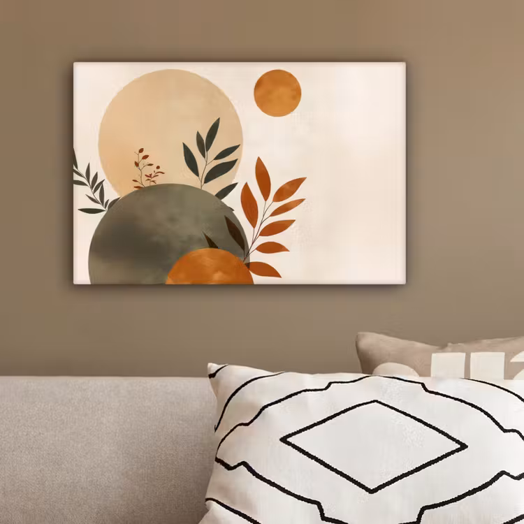 Vormen - Rond - Bladeren - Beige canvas 2cm klein -sfeer3