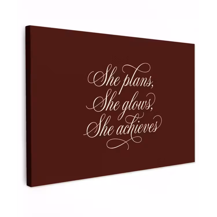 She plans she glows she achieves - Rood - Cursief canvas 2cm klein -z3d