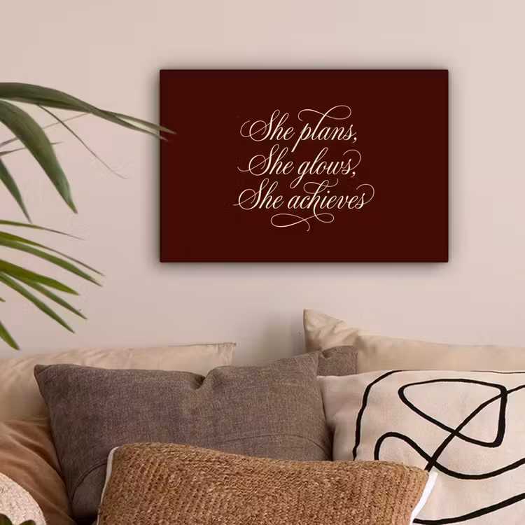 She plans she glows she achieves - Rood - Cursief canvas 2cm klein -z3d