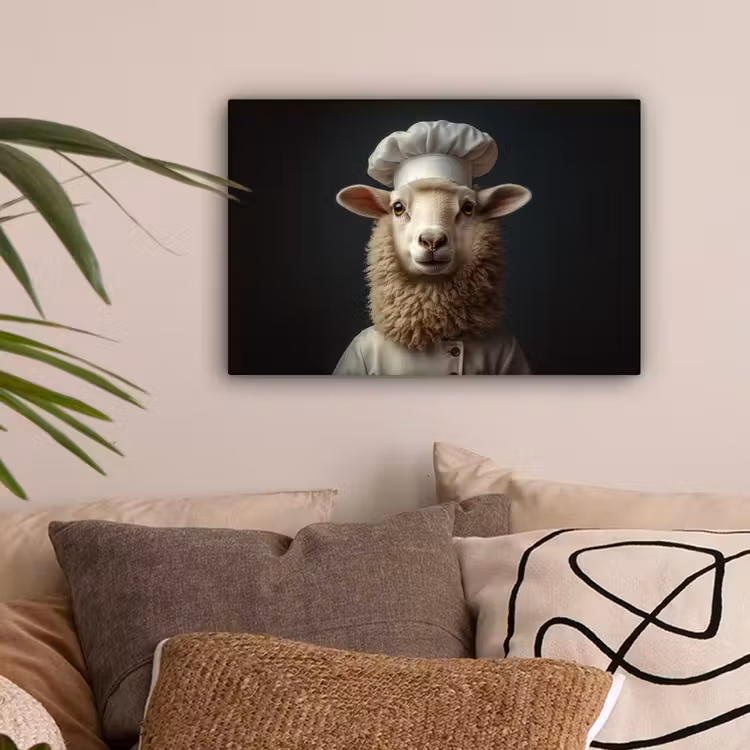 Schaap - Wol - Kok canvas 2cm klein -sfeer1