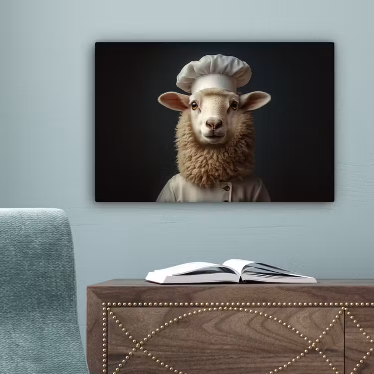 Schaap - Wol - Kok canvas 2cm klein -sfeer4