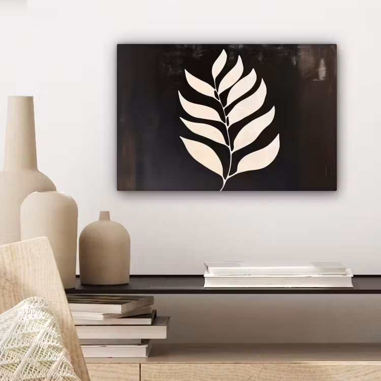 Blad - Wit - Minimalistisch canvas 2cm klein -sfeer6