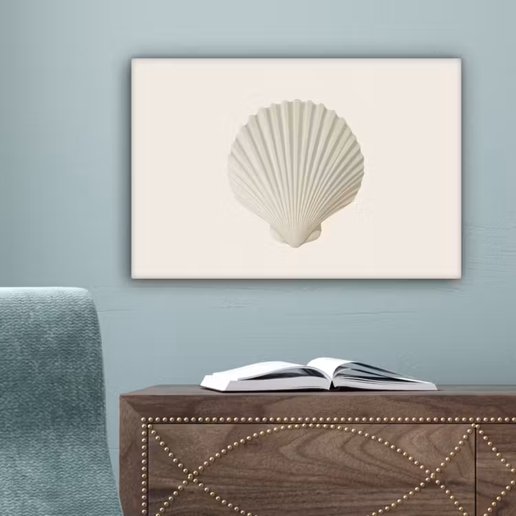 Schelp - Minimalistisch - Wit canvas 2cm klein -sfeer4
