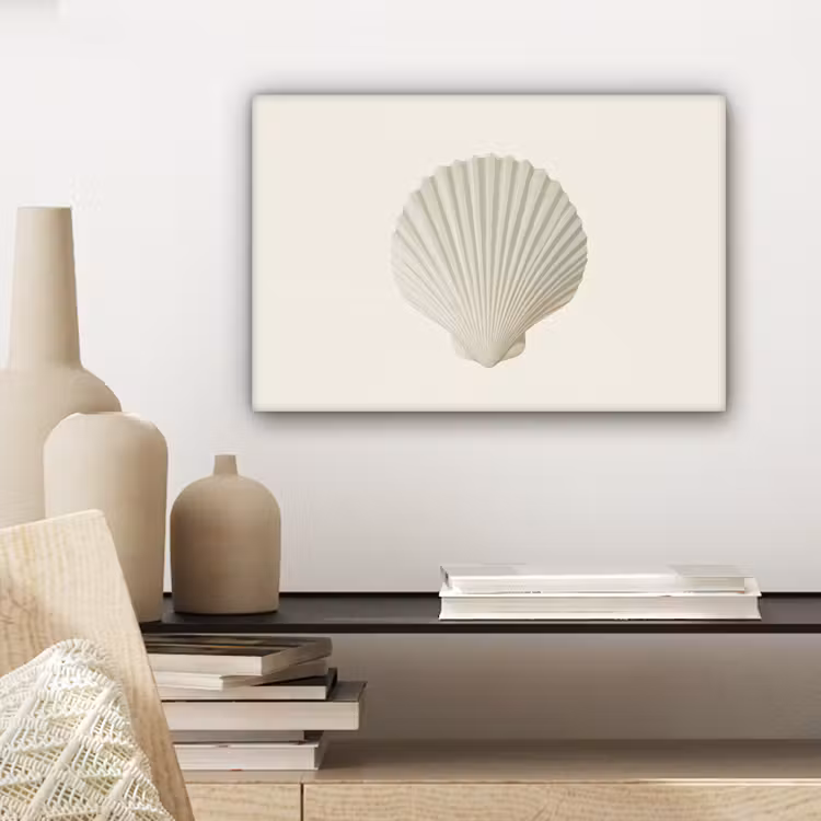 Schelp - Minimalistisch - Wit canvas 2cm klein -sfeer6