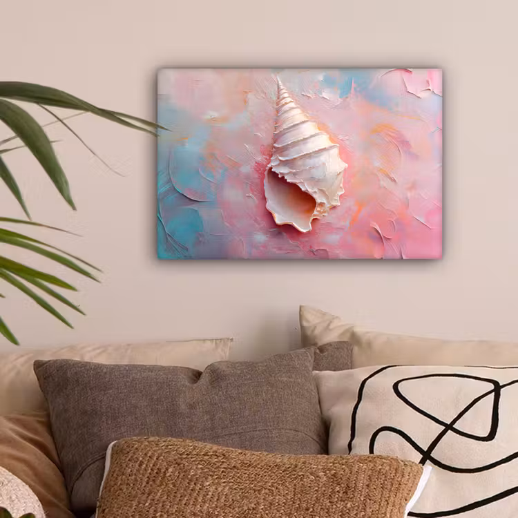 Schelp - Pastel - Pink canvas 2cm klein -sfeer1