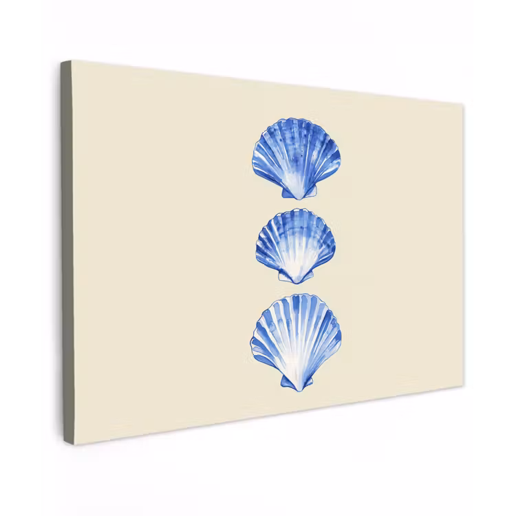 Schelpen - Blauw - Beige canvas 2cm klein -z3d