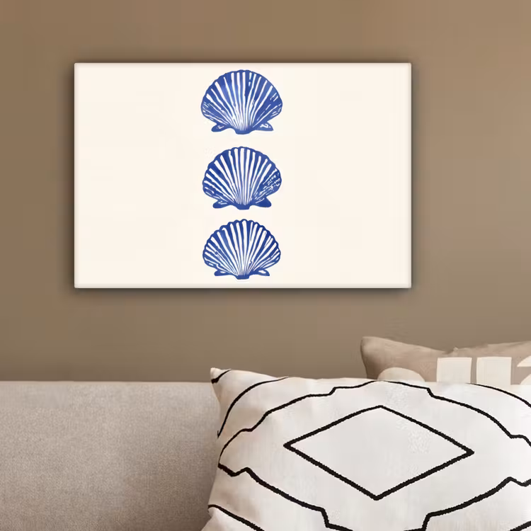 Schelpen - Blauw - Patroon canvas 2cm klein -sfeer3