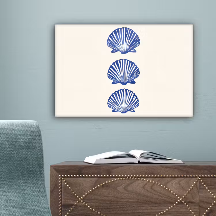 Schelpen - Blauw - Patroon canvas 2cm klein -sfeer4