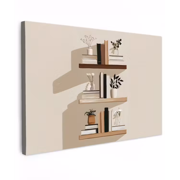 Plankjes - Boeken - Vaasjes - Planten canvas 2cm klein -z3d