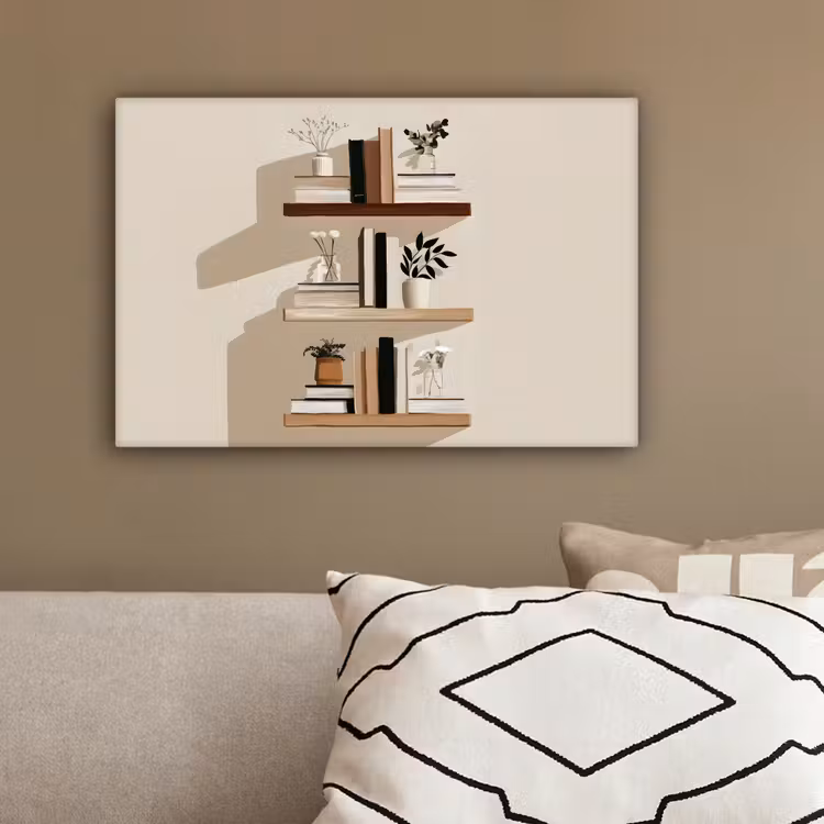 Plankjes - Boeken - Vaasjes - Planten canvas 2cm klein -sfeer3