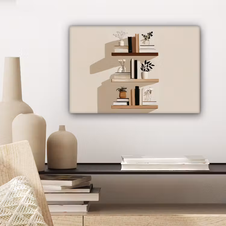 Plankjes - Boeken - Vaasjes - Planten canvas 2cm klein -sfeer6