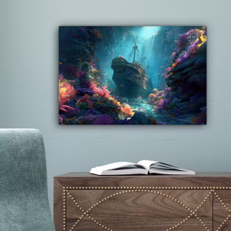 Schip - Hout - Koraalriffen - Zonlicht canvas 2cm klein -sfeer4