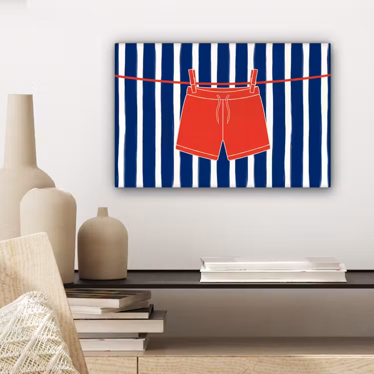 Shorts - Waslijn - Zomer - Illustratie - Rood canvas 2cm klein -sfeer6