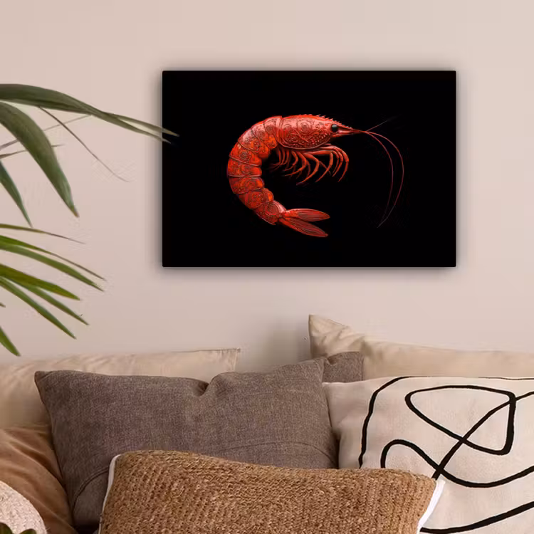 Garnaal - Rood - Dieren canvas 2cm klein -sfeer1