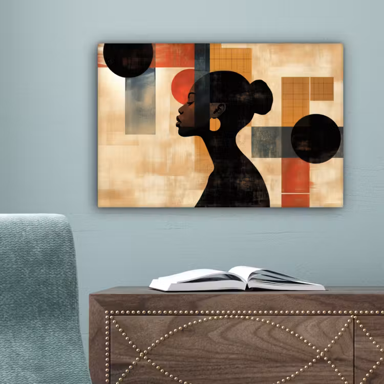 Zijaanzicht - Vrouw - Vormen canvas 2cm klein -sfeer4