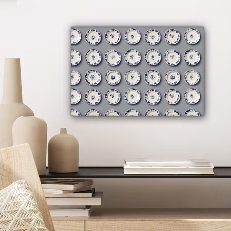 Borden - Bloemen - Blauw - Wit canvas 2cm klein 34 -sfeer6