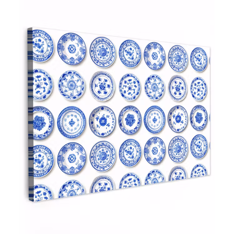 Borden - Bloemen - Patroon - Blauw canvas 2cm klein 34 -z3d