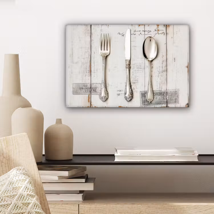 Zilver - Bestek - Hout canvas 2cm klein -sfeer6