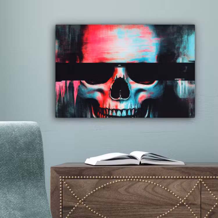 Schedels - Glitch - Cyberpunk canvas 2cm klein -sfeer4