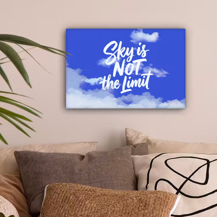 Sky is not the limit - Blauwe lucht - Wolken canvas 2cm klein -sfeer1