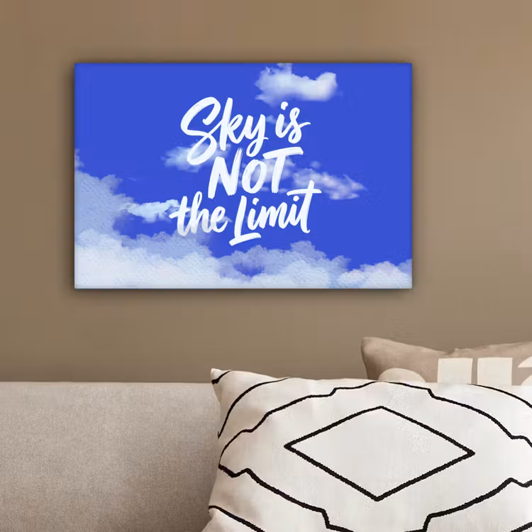 Sky is not the limit - Blauwe lucht - Wolken canvas 2cm klein -sfeer3