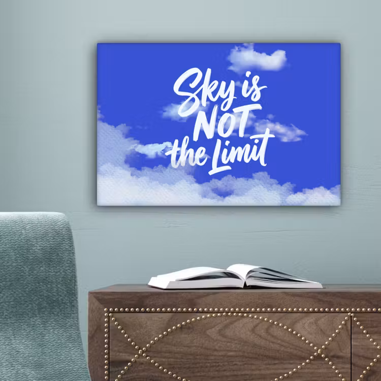 Sky is not the limit - Blauwe lucht - Wolken canvas 2cm klein -sfeer4