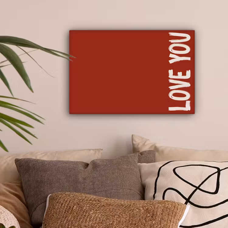 Schuin - Loveyou - Rood canvas 2cm klein -sfeer1
