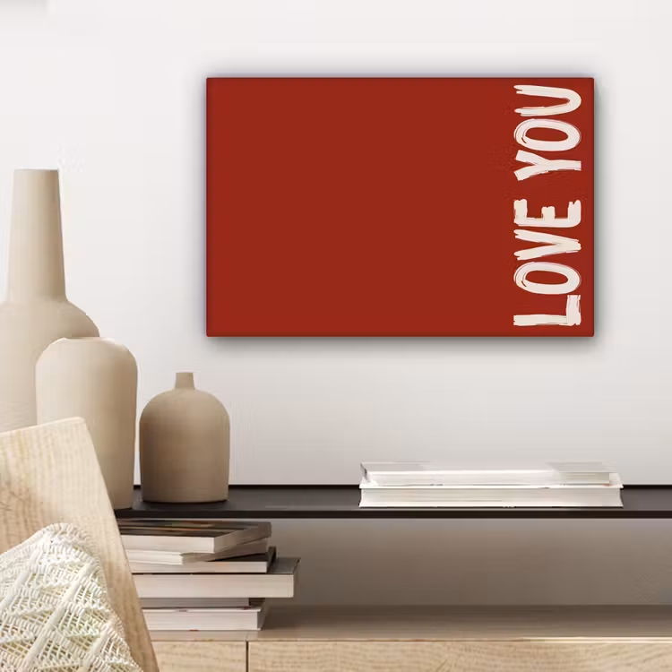 Schuin - Loveyou - Rood canvas 2cm klein -sfeer6