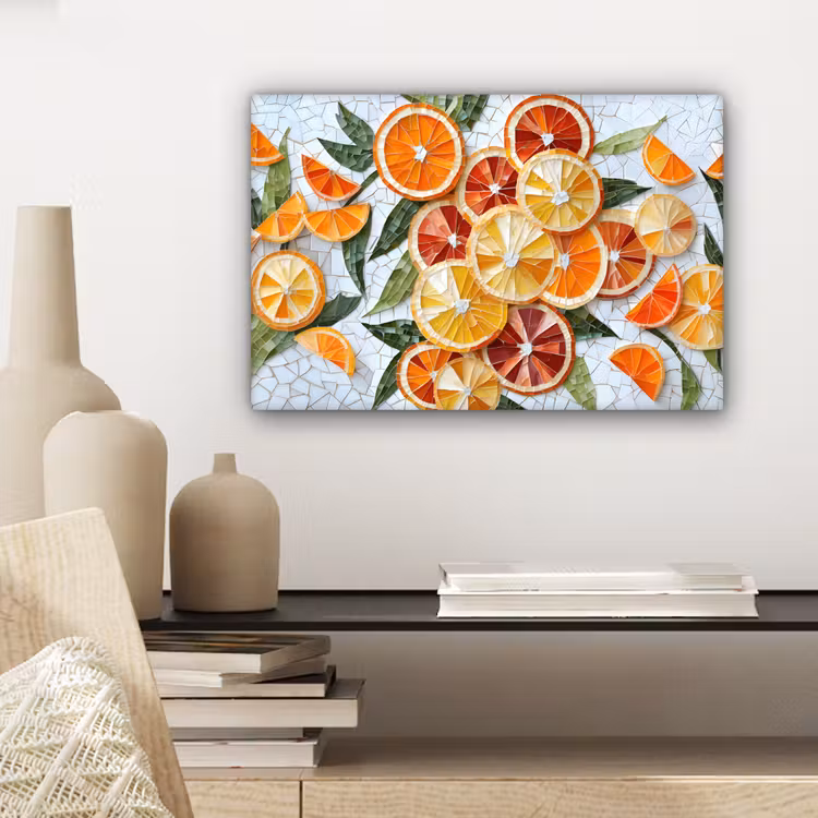 Schijfjes - Fruit - Oranje - Mozaïek canvas 2cm klein -sfeer6