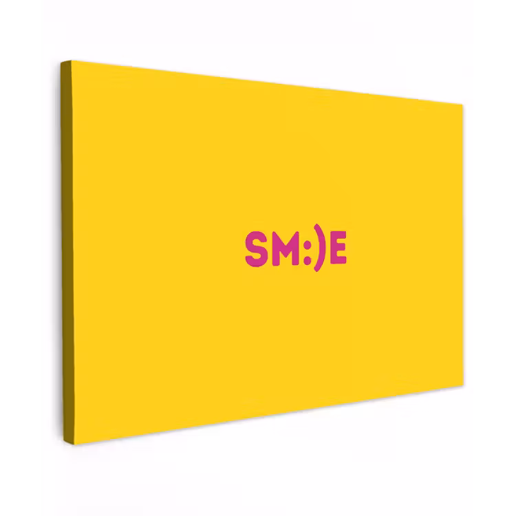Smile - Roze - Geel canvas 2cm klein -z3d
