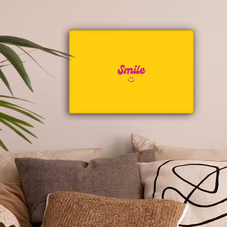 Smile - Geel - Roze canvas 2cm klein -sfeer1