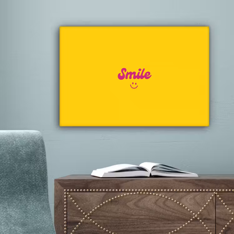 Smile - Geel - Roze canvas 2cm klein -sfeer4