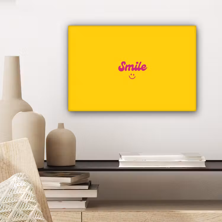 Smile - Geel - Roze canvas 2cm klein -sfeer6