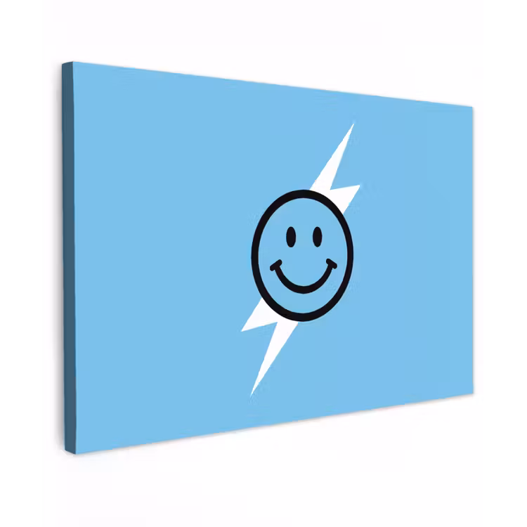 Smiley - Blauw - Bliksem canvas 2cm klein -z3d