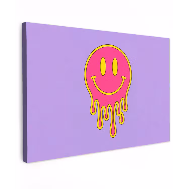 Smiley - Drip - Neon canvas 2cm klein -z3d