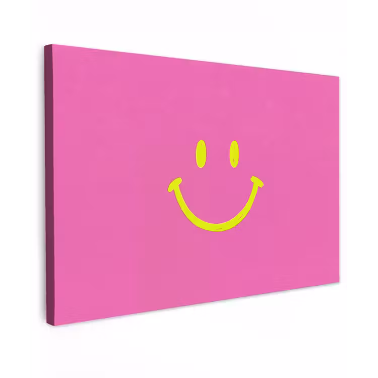 Smiley - Vrolijk - Roze canvas 2cm klein -z3d